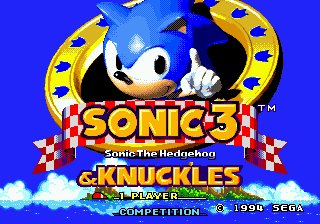 Sonic the Hedgehog 3 title screen for Sega Mega Drive